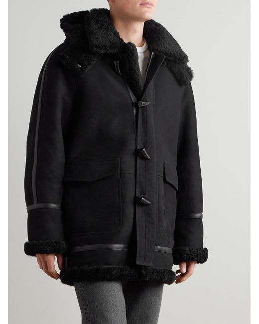 Mr P. Black Oversized Shearling Duffle Coat for men