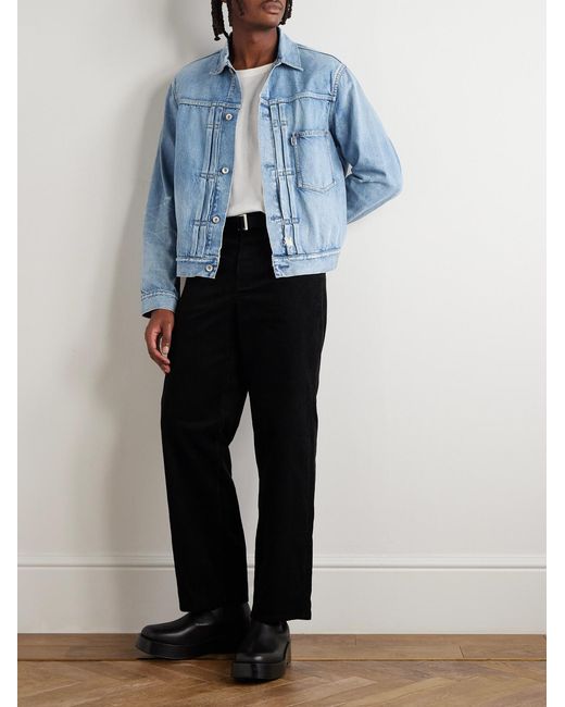 Sacai Blue Beyondexx Distressed Denim Jacket for men
