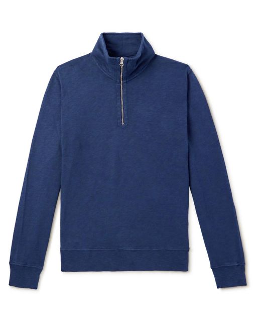 Hartford Blue Cotton-jersey Half-zip Sweatshirt for men