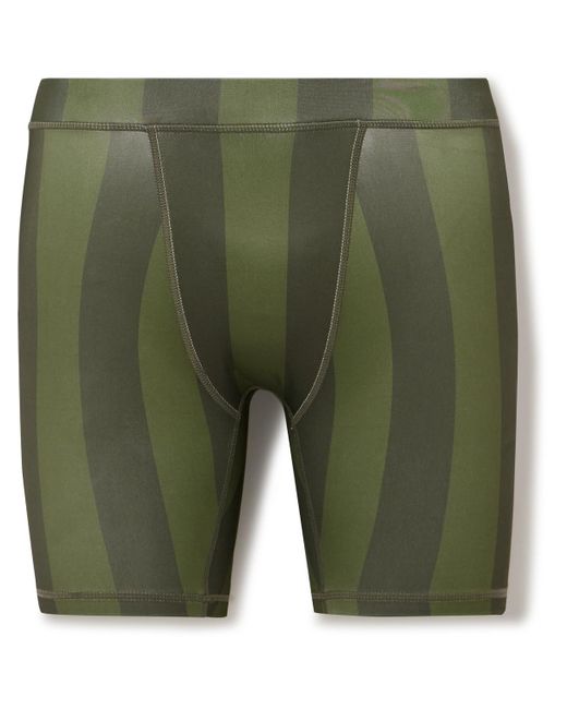 Y,IWO Green Hardwear Striped Logo-appliquéd Stretch-jersey Cycling Shorts for men