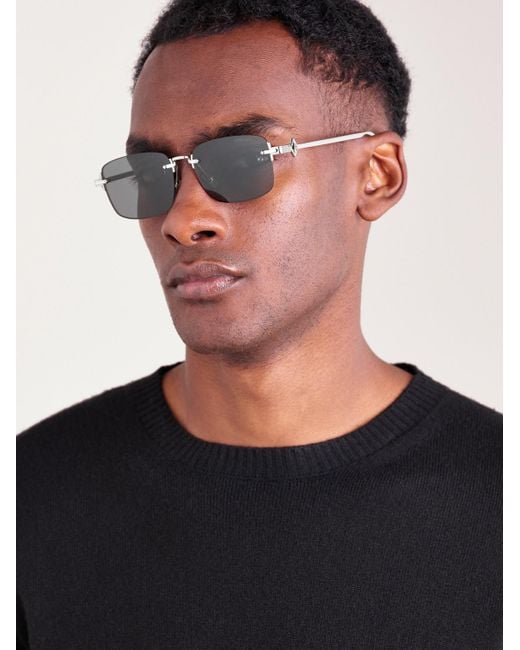 Dior Gray Cd Diamond S11U Rectangular-Frame Rimless-Tone Sunglasses for men