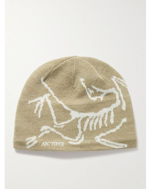 Arc'teryx Natural Logo-embroidered Jacquard-knit Wool-blend Beanie for men