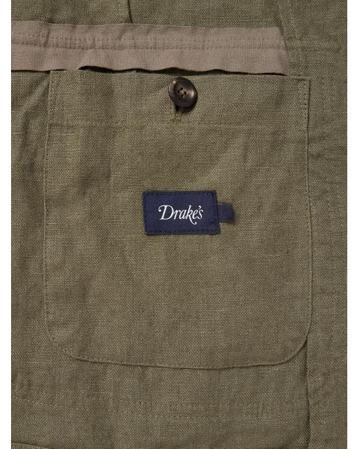 Drake's Green Mk. I Antique Games Unstructured Linen Blazer for men