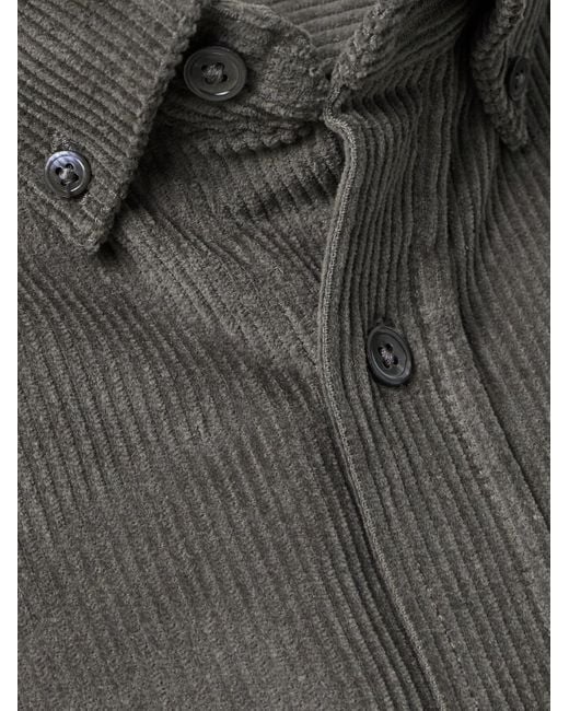Portuguese Flannel Gray Lobo 2.0 Button-down Collar Cotton-corduroy Shirt for men