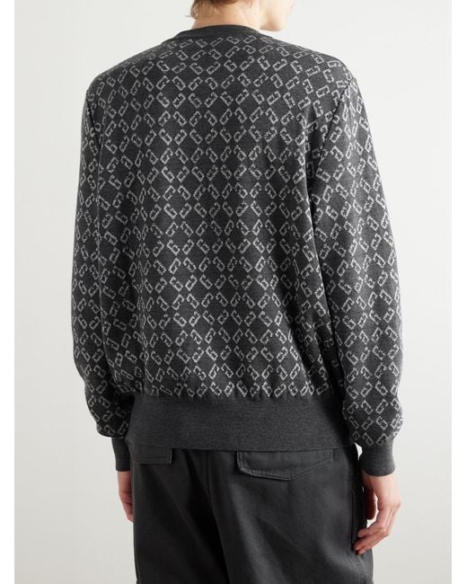 Givenchy Gray Logo-Jacquard Wool-Blend Sweater for men