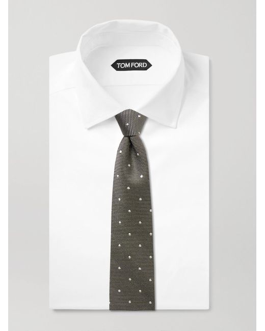 Tom Ford Gray 8cm Polka-dot Silk-jacquard Tie for men