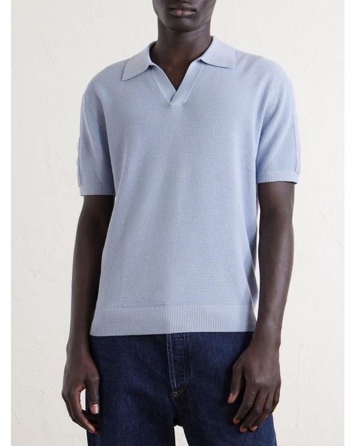 Frescobol Carioca Blue Rino Knitted Cotton Polo Shirt for men