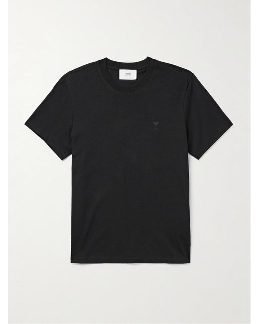 AMI T-Shirt aus Baumwoll-Jersey mit Logostickerei in Black für Herren