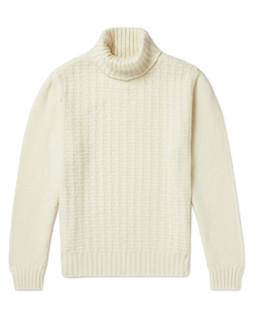 Canali White Wool-blend Rollneck Sweater for men