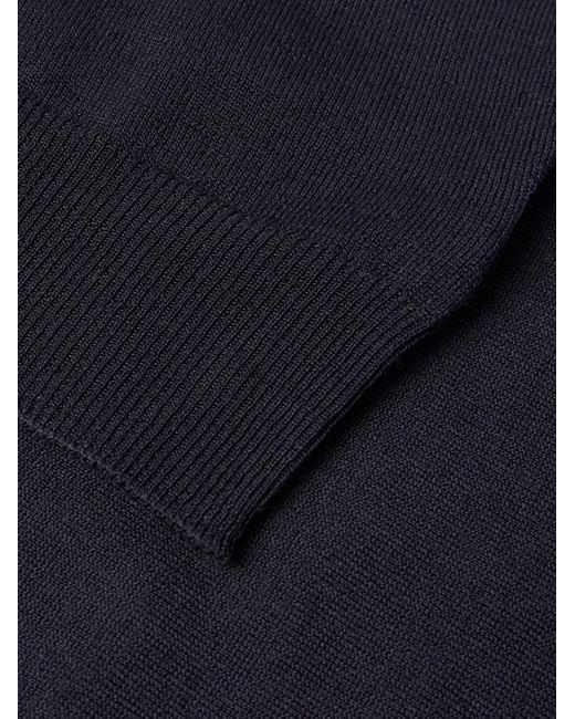 Slowear Blue Virgin Wool-Blend Mock-Neck Sweater for men