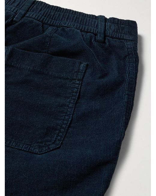 Mr P. Blue Straight-Leg Organic Cotton-Blend Corduroy Shorts for men