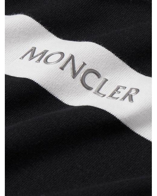 Moncler Black Logo-Appliquéd Metallic Striped Cotton-Jersey T-Shirt for men