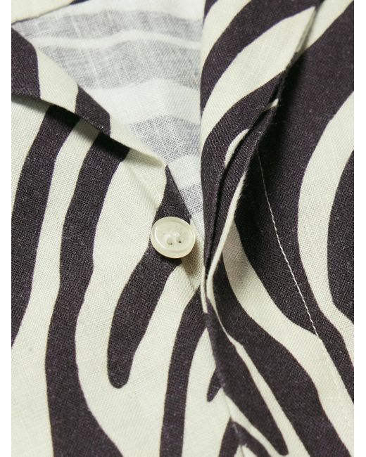 Orlebar Brown 007 Hemd aus Leinen mit Zebraprint und Reverskragen in Gray für Herren