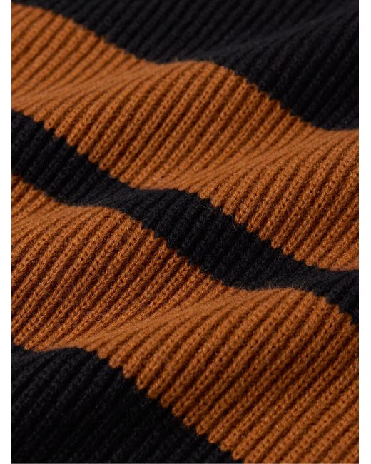 Zegna Black Striped Ribbed Cashmere Sweater for men