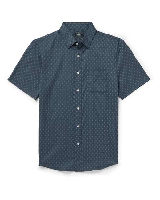 Faherty Brand Blue Movement Printed Supima Cotton-blend Shirt for men