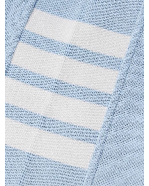 Thom Browne Blue Logo-Appliquéd Striped Cotton-Piqué T-Shirt for men