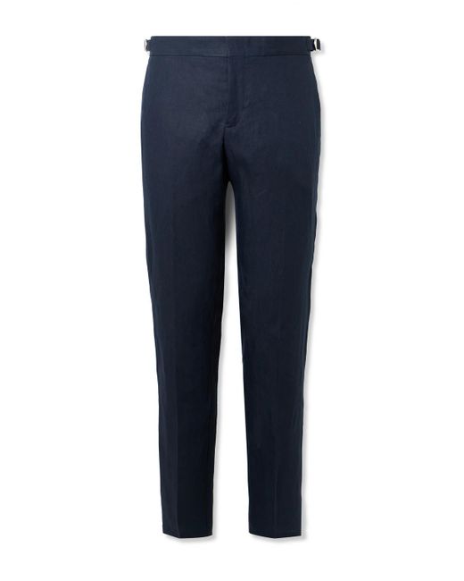 Orlebar Brown Blue Griffon Tapered Linen Trousers for men