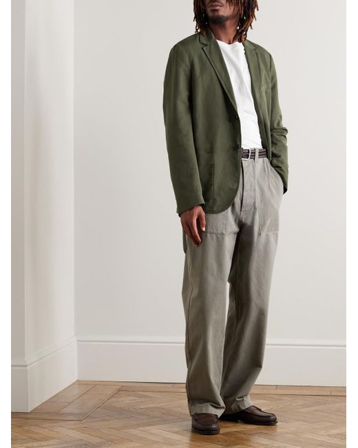 Sunspel Green Unstructured Cotton And Linen-blend Blazer for men