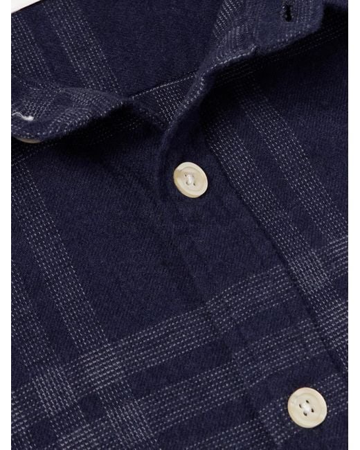 NN07 Blue Deon 5465 Checked Organic Cotton-flannel Shirt for men