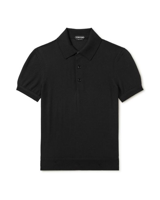 Tom Ford Black Cashmere And Silk-Blend Polo Shirt for men