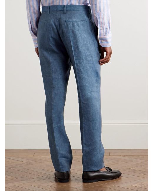 Paul Smith Blue Slim-Fit Tapered Linen Trousers for men