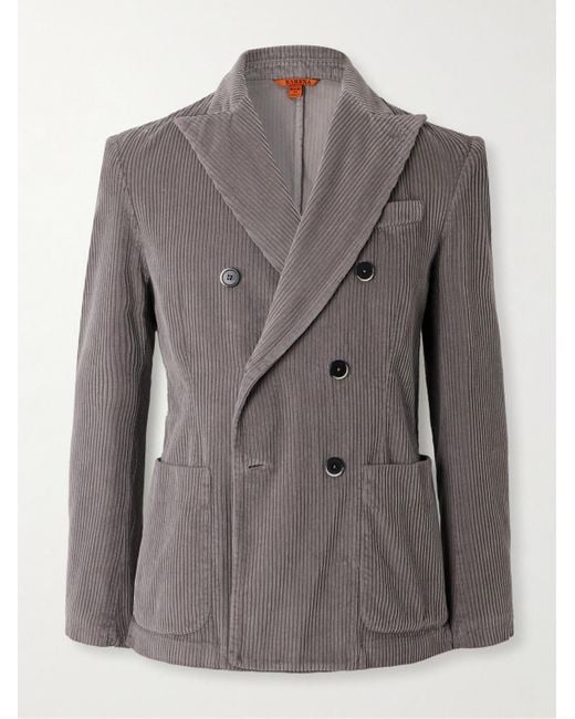 Barena Gray Doria Double-Breasted Cotton-Corduroy Suit Jacket for men