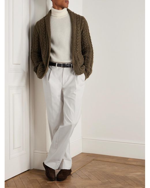 Ralph Lauren White Ribbed Cashmere Rollneck Sweater for men