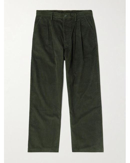 Kardo Green Antonio Straight-Leg Embroidered Cotton-Corduroy Trousers for men