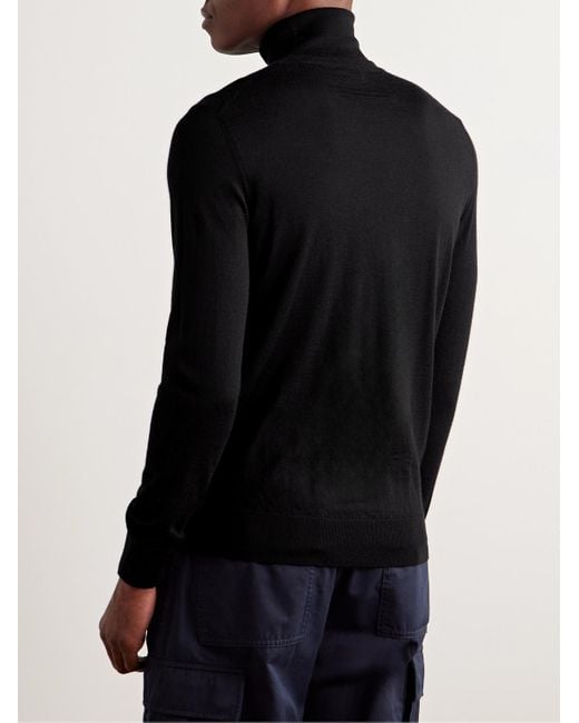 Zegna Black Cashmere And Silk-Blend Rollneck Sweater for men