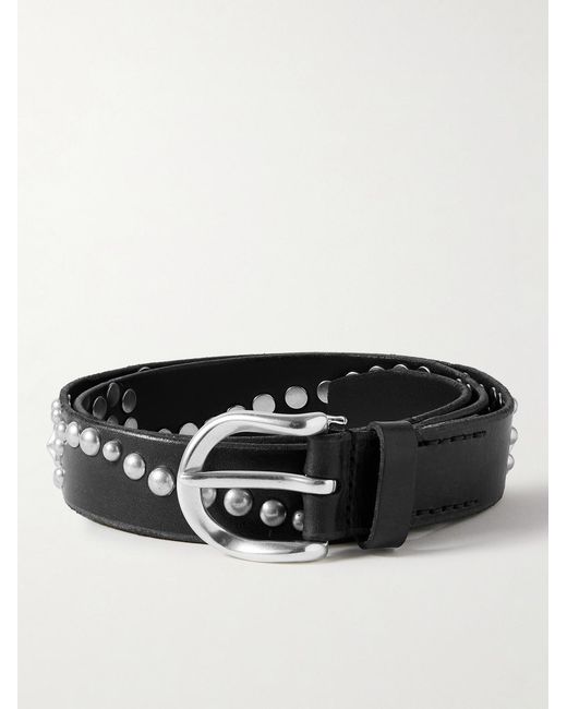 Our Legacy Black 3.5Cm Star Fall Studded Leather Belt for men