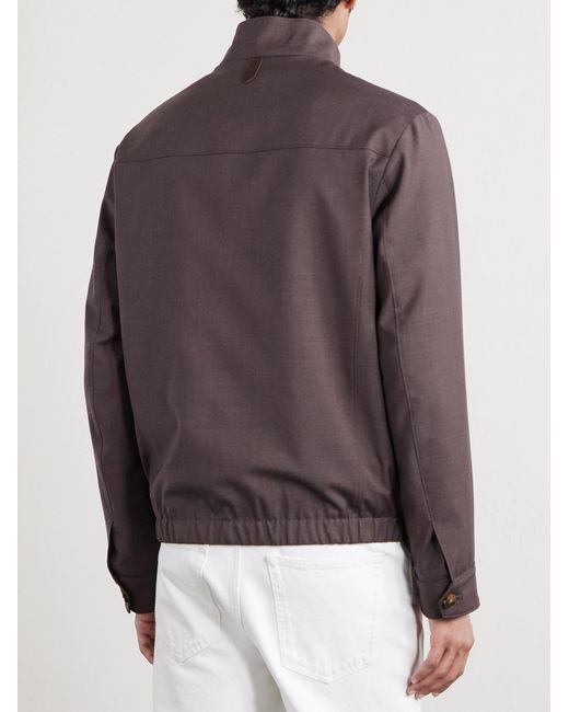 Canali Brown Impeccabile Wool Bomber Jacket for men