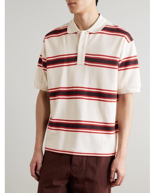 NN07 Red Valentin 30047 Striped Organic Cotton-Piqué Polo Shirt for men
