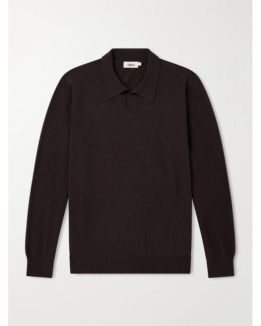 Altea Black Virgin Wool Polo Sweater for men