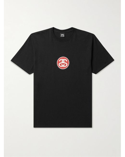 Stussy Black Ss-link Logo-print Cotton-jersey T-shirt for men