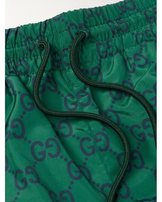 Gucci Gerade geschnittene mittellange Badeshorts mit Logoprint in Green für Herren