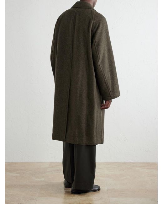 Lemaire Brown Double-Breasted Wool And Alpaca-Blend Felt Coat for men