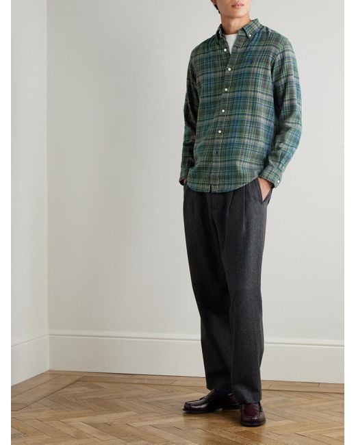 Polo Ralph Lauren Hemd aus kariertem Baumwollflanell mit Button-Down-Kragen und Logostickerei in Multicolor für Herren