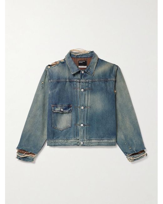 Enfants Riches Deprimes Blue Distressed Panelled Denim Jacket for men