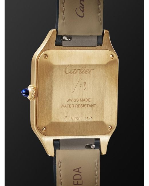 Cartier Blue Santos-Dumont Large 43.5Mm 18-Karat And Alligator Watch, Ref. No. Wgsa0115 for men