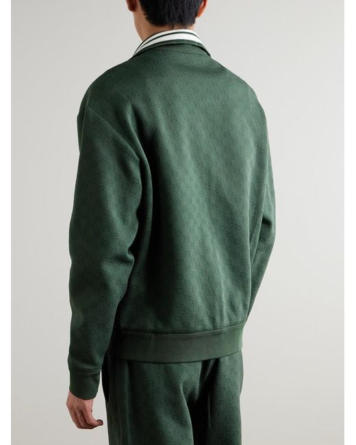 Gucci Green Logo-Jacquard Tech-Jersey Track Jacket for men