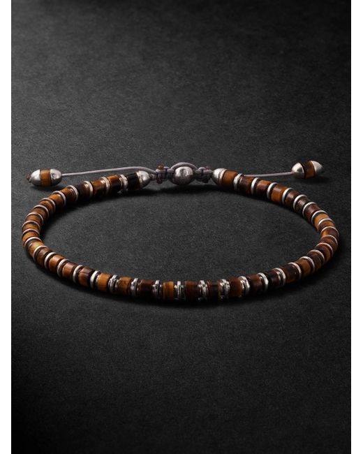 MAOR Black Sapet Sterling Tiger's Eye Beaded Bracelet for men