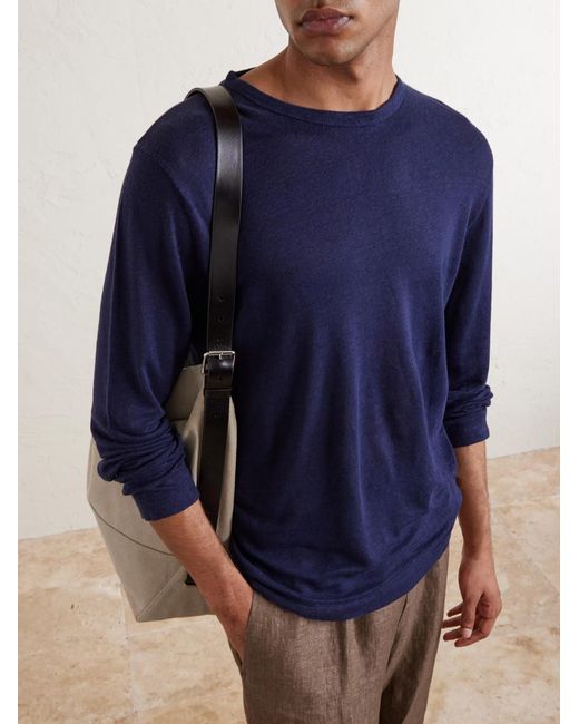 Hartford Blue Linen-Jersey T-Shirt for men