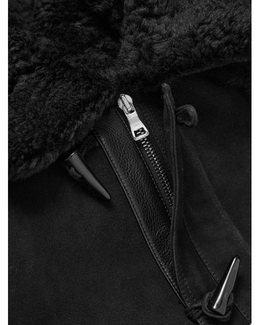 Mr P. Black Oversized Shearling Duffle Coat for men