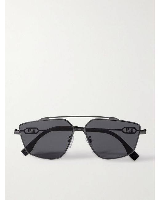 Fendi Black O'lock Aviator-style Metal Sunglasses for men