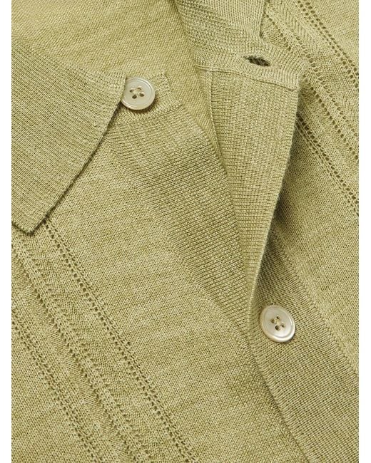 NN07 Green Thor 6584 Pointelle-Knit Wool-Blend Shirt for men