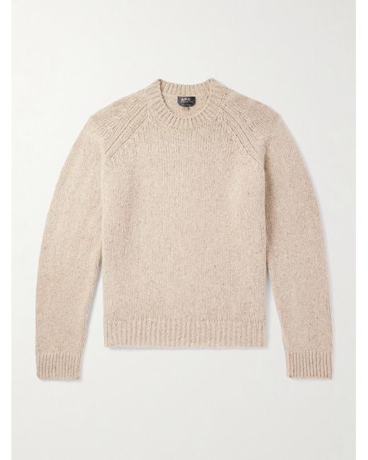 A.P.C. Natural Harris Flecked Merino Wool Sweater for men