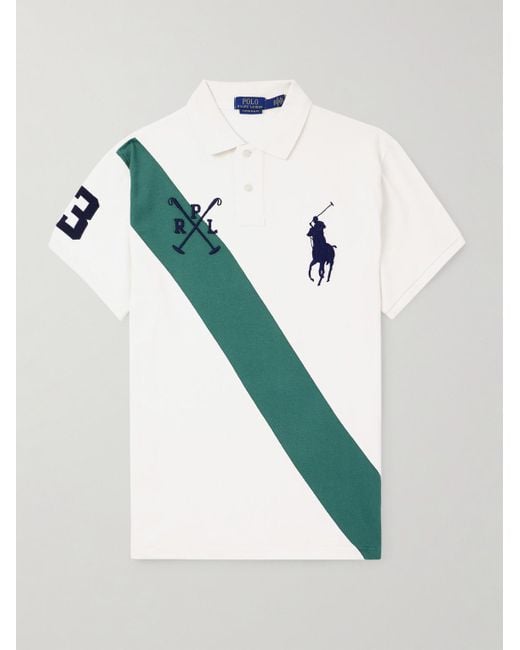 Polo Ralph Lauren Green Slim-Fit Logo-Embroidered Striped Cotton-Piqué Polo Shirt for men