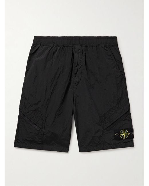 Stone Island Black Straight-leg Logo-appliquéd Econyl® Nylon Metal Shorts for men