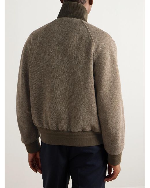 Loro Piana Brown Floris Cotton Corduroy-Trimmed Wool Bomber Jacket for men