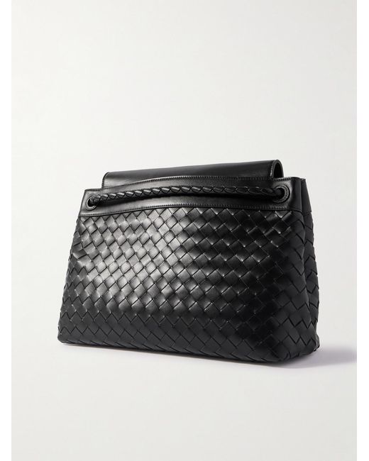 Bottega Veneta Black Andiamo Medium Intrecciato Leather Tote Bag for men